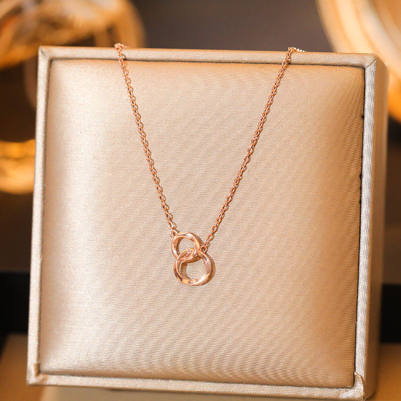 Double Circle Clavicle Chain Necklace